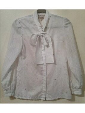 Diane Von Furstenberg White Polka Dot Blouse